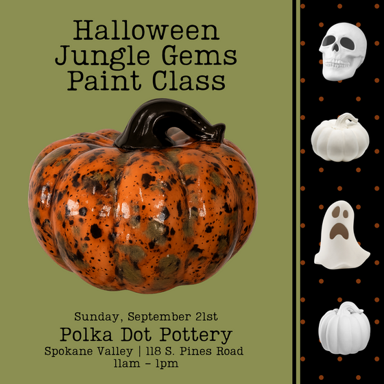 Halloween Jungle Gems Painting Class | Spokane Valley - 118 S. Pines | Sunday, September 21st| 11am-1pm