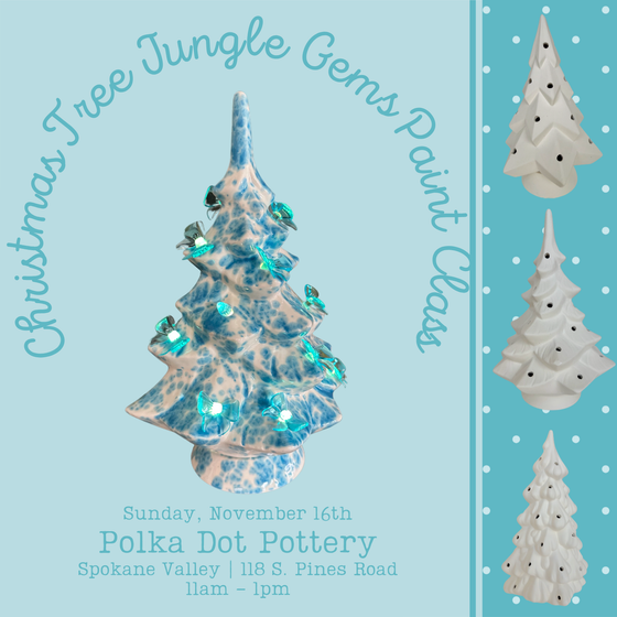 Christmas Tree Jungle Gems Painting Class | Spokane Valley - 118 S. Pines | Sunday, November 16th | 11am-1pm